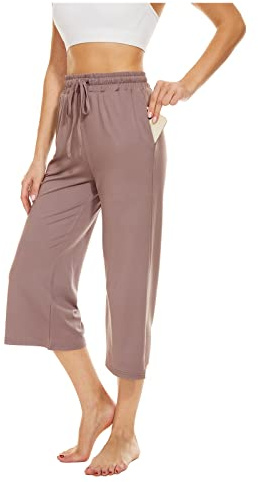 BATHEINS Pantalones Deportivos para Mujer 3/4 Verano Casuales Entrenamiento Pantalon Chandal Mujer con Bolsillos y Cordón