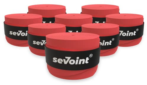 sevoint® - Overgrip Selbstklebendes Griffband mit Anti-Rutsch-Effekt für Tennis Badminton oder Squash (8er Pack, rot)