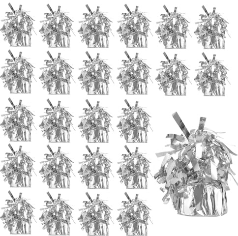 WOPPLXY 24 PCS Helium Balloon Weights - Silver Fringed Balloon Weight - 170g Weights for Balloons