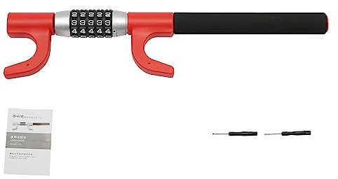 Lenkradschloss mit Zahlenschloss, Universal Auto-Lenkradkralle Diebstahlsicherung Lenkradklaue Anti-Diebstahl Lenkradsperrhebel für Autos/Lieferwagen und Lastwagen (Rot)