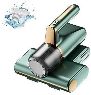 MELLYD Aspirador Colchones Antiácaros, Elimina el 99,9% de Ácaros y Alérgenos, Aspirador de Ácaros con Vibración de Alta Frecuencia, Iluminación Ultravioleta, Verde