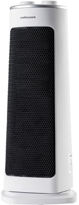 Mellerware - Calefactor Cerámico Oscilable Homy! 2000W | 3 Funciones (Incluido Ventilador) | Termostato Regulable | Apagado automático | <40dB | Compacto | Sistema Antivuelco | 20m2