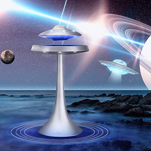 Altoparlante magnetico levitante con lampada da tavolo, rotazione a 360°, audio UFO – Altoparlanti Bluetooth – Altoparlante con sensore – Microfono di chiamata – Luci notturne