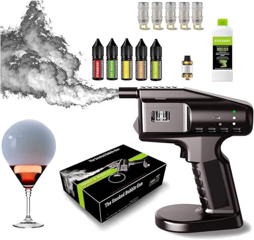 QJJML Cocktail Smoke Infuser, Handheld Smoked Bubble Gun, Cold Smoke Generator, USB Powered, Cocktail Vapour Aroma Kit mit Flüssigkeit