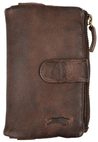 Zakatte • VEN-Tomy • Damen Geldbörse aus Leder Handgefertigt Brieftaschen Portemonnaie VT912 (Dunkelbraun)