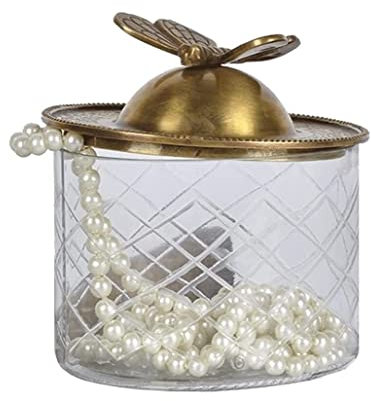 GOOPEEG Ohrring-Aufbewahrungsbox Messing-Schmetterlingsdeckel, Reines Kupfer, Glas, Badezimmer, Wasserdicht, Schmuck-Organizer-Box Für Uhrenring. Schmuck-Organizer