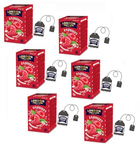 London Fruit® | Infusión de Frambuesa e Hibisco | Sobres individuales de infusión - 6 x 20 filtros (240 gr) | Té de hierbas afrutado sin cafeína