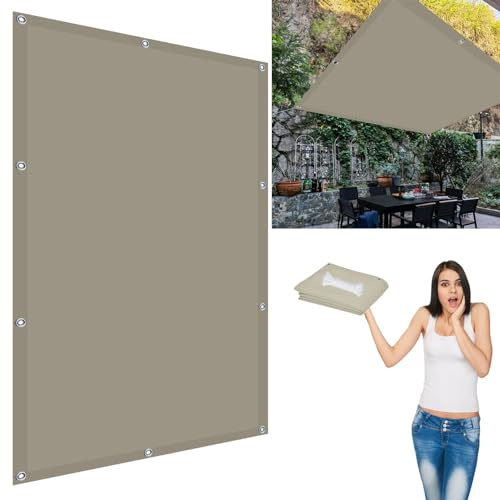 Sonnensegel Quadrat 1.8 x 4.5 m Schattentuch 98% UV Schutz Alle 50cm Eine Edelstahlöse für Außenbereich,Garten, Khaki
