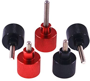 Handdrehschraube, Rändelmuttern, 5 Stück, M3, M4, M5, Rändelschrauben, schwarz/rot, Aluminiumlegierung, hohe Kopfstufe, Handschraubenlänge 5–60 mm, rot, M4 x 35 mm (Farbe: Rot, Größe: M5 x 10 mm) (Co