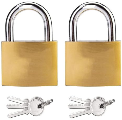 Padlock 2 Pack Padlocks, Small Padlock with Keys, Mini Padlock, Key Padlock for Gym Locker, Travel Bags, Cabinets - 50mm