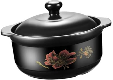 Cabilock Cazuela De Barro Cerámico Con Tapa Para Personas Olla Resistente Altas Temperaturas Para Estofado De Pollo y Sopa Tradicional