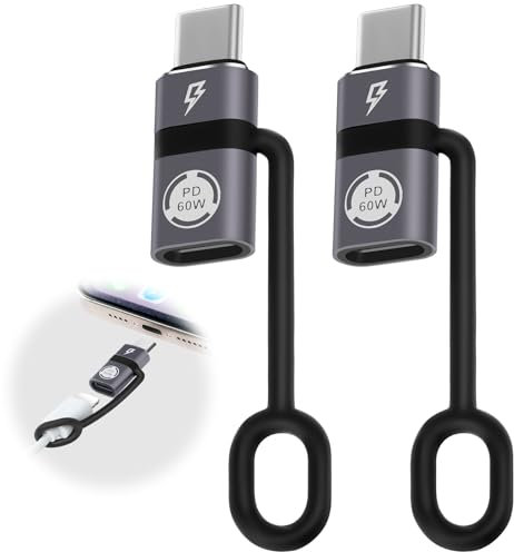 AXFEE Paquete de 2 adaptadores Lightning hembra a USB-C macho, adaptador Lightning a USB-C para carga rápida PD de 60 W y sincronización de datos, compatible con iPhone 15/16 Pro Max, Samsung