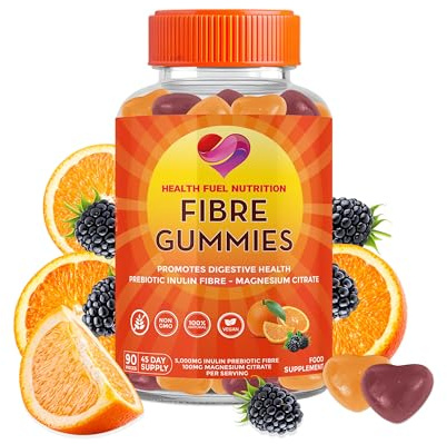 Inulin Fibre Gummies - (90 per Bottle - 45 Day Supply) 5,000mg Inulin 100mg Magnesium Citrate Per Serving - Fiber Gummies - Fibre Supplement - Fiber Supplement - Gut Health