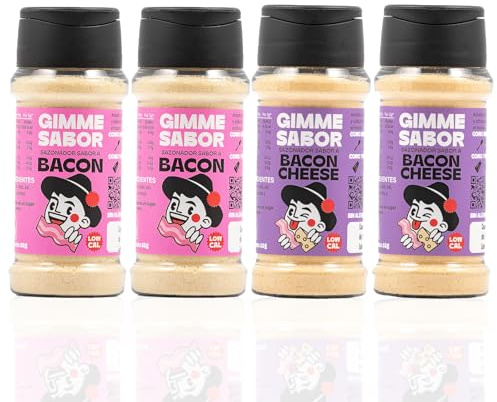 Pack Locos por el Bacon | Sazonadores Vegetales Bacon + Bacon con Queso | 100% Plant-Based, Sin Gluten, Sin Alérgenos | 4 x 55g