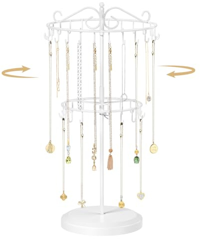 TANOSAN Kettenständer Schmuck Organizer mit 42 Haken, weiß, 2-stufig