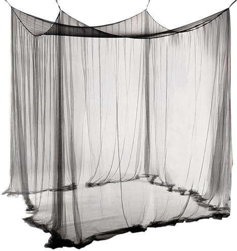 ACTOYS Mückennetz Bett XXL, Moskitonetz Reise Outdoor, Moskitonetz Doppelbett Einzelbett, Betthimmel Rechteckig, Mosquito Net Bed, Himmelbett Vorhänge Terrasse (Schwarz: 3 Türen, 220x200x200cm)