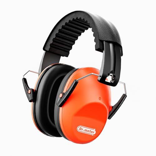 Dr.meter Casque Anti Bruit Enfant, SNR 27dB Enfant Facilement Réglable Pliable Cache-Oreilles pour Dormir étudier Tirer pour l’Autisme Feux d’Artifice Concert Bandeau 1Pc Orange