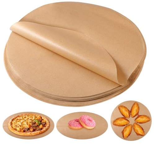 Lot de 100 feuilles de papier sulfurisé rond - Diamètre : 30 cm - Pour friteuse à air chaud - Rond - Anti-adhésif - Résistant à la chaleur - Pour pizza, four, friteuse à air