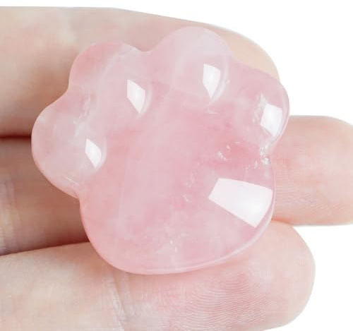 Katzenkristalle, Heilsteine, Rosenquarz, natürlicher Handschmeichler für Angst- und Stressabbau, Kristall-Geschenke für Katzenliebhaber, Frauen und Männer, einzigartiges Geschenk für Meditation