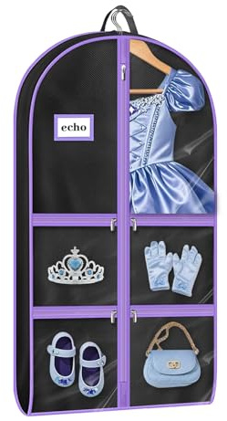 IHONYI Kleidersack Kinder Tanzen mit Fächern 110 x 60 cm (Lila) | Kleidung Aufhebungstasche für Alltagskleidung Abendkleider & Kostüme