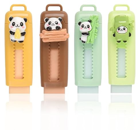 JYNVO Mitgebsel Kindergeburtstag 5 6 7 8 9 10 Jahre, 4 Ausziehbare Panda Radiergummis Kinder, Retractable Panda Radiergummi Kinder, Gastgeschenke für Kinder
