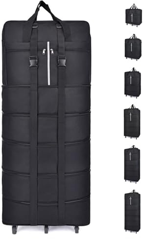 Borsone da 185 l extra large con ruote, espandibile e pieghevole, grande borsa da viaggio, borsa da viaggio pieghevole, per uomini e donne, per campeggio, 127 cm x 52 cm x 28 cm