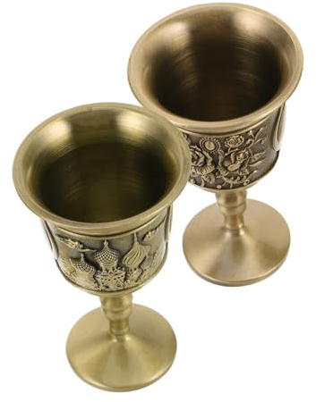 OUNONA 2 Pezzi Calici Vintage Dorati in Metallo Bicchieri Antichi per Whiskey Decorative da Vino per Cerimonie Feste e Decorazioni Domestiche