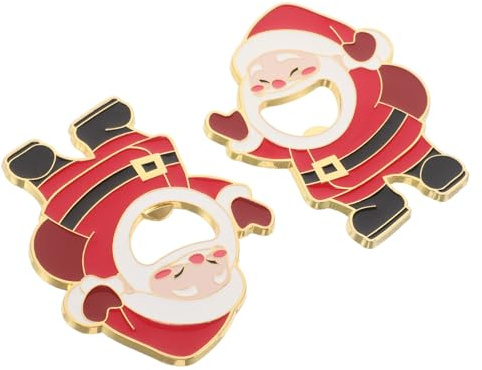 Gatuida 2piezas Abridor Magnético De Botellas De Papá Noel Juego De Abrebotellas Imán Para Nevera Accesorios Navideños Para Cerveza y Refrescos