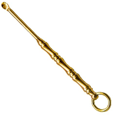 Brass Ear Pick, Brass Earwax Cleaner - Curette Tool for Removing Brass Earwax - Slightly Shiny Round Ear Plugs with Keychain for Kids Adults Girls