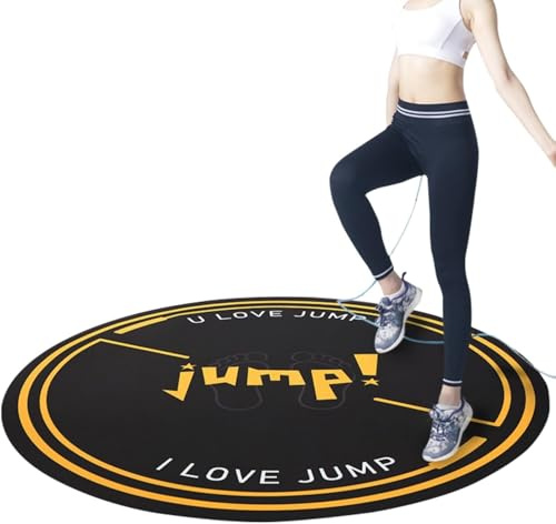 petour Springseilmatte, groß, 125 x 125 cm, rutschfeste Fitness-Matte, absorbiert Stöße, drinnen und draußen, 6 mm, rundes Springseil-Matte, Workout, Sprungunterlage für Zuhause, Fitnessstudio