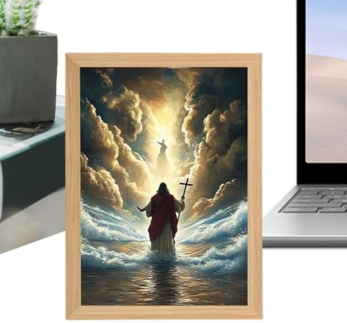 Zasdvn Lámpara de iglesia | Jesús Lámpara Imagen Luminosa,significativa decoración de pared cristiana para el hogar Iglesia Pascua Navidad Sala de estar Dormitorio