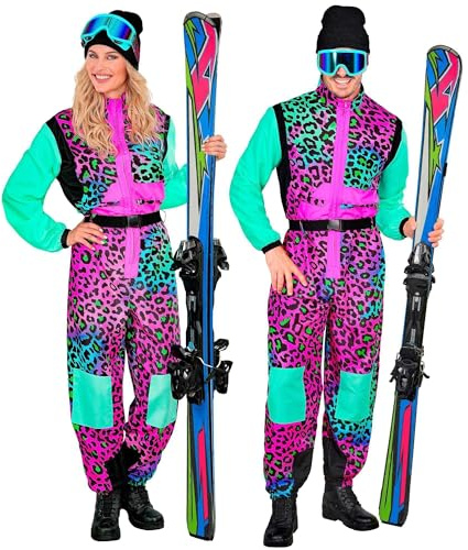 W WIDMANN MILANO Party Fashion - Costume de ski pour femmes et hommes, combinaison avec ceinture, design rétro pour le carnaval et les soirées après-ski