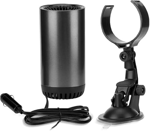 Soufflerie d'air Chaud pour Voiture en Forme de Coupe 150W 12V Chauffe-dégivreur portatif à Chauffage Rapide Mini Allume-Cigare avec Base à Ventouse rotative à 180° pour Voitures