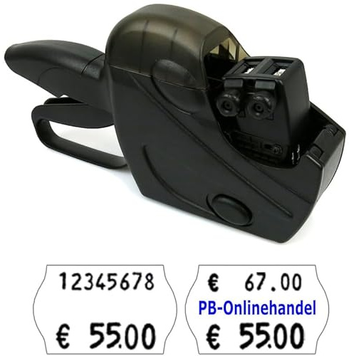 Preisauszeichner Set UNO S14 8+6-stellig 6600 Etiketten MHB tiefkühl | 6 Rollen à 1.100 Etiketten 26x16mm, 2 Druckwerke, für Preis/Datum/Gewicht/%, Made in Italy