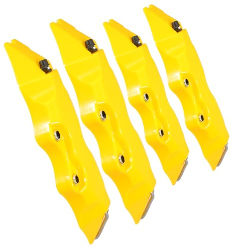NUOBESTY 2 Sets 3D Yellow Brake Caliper Covers Front and Rear Car Disc Brake Caliper Wraps with Wheel Hub Protection