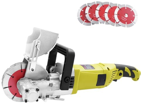 HeinaTond 4000W Wall Chaser Machine Electric Concrete Slotting Tool with Adjustable Cutting Depth 5 Blades 6000r/min for Brick Marble Concrete Cutting Wall Groove Cutter Electric Wall Planing