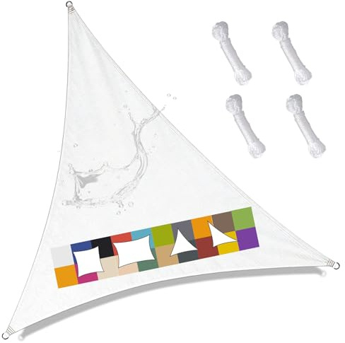 Tenda A Vela Triangolare 6x6x6m Vela Ombreggiante Impermeabile Tessuto PES, Protezione Raggi UV 98%, per Esterno Giardino Terrazza Piscina Carport, Bianco