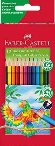 FABER-CASTELL 116512 - Buntstifte Dreikantform, 12 Stück im Kartonetui