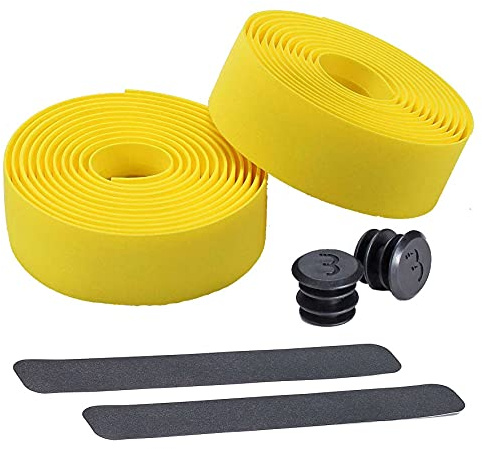 BBB Cycling - Cinta para manillar de bicicletas antideslizante especial para bicicletas de ciclismo y urbanas. Incluye cinta de acabado y tapones de manillar. Modelo RaceRibbon BHT-01