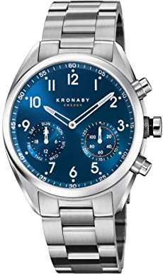 KRONABY Hybrid Smartwatch Herren Edelstahl - Intelligente Analoguhr - Wasserdicht 10 ATM - Musik, Schritte, Benachrichtigungen - S3762/1 Apex