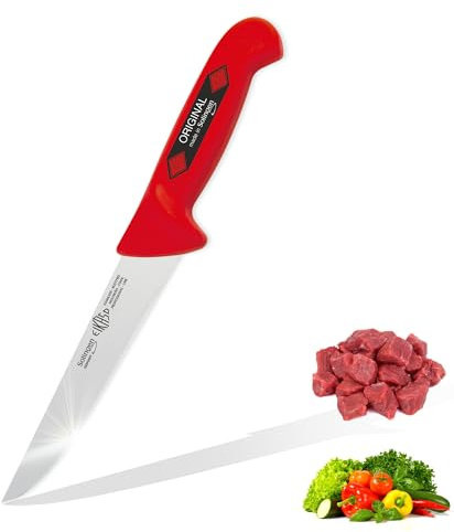 EIKASO Solingen Germany Stechmesser Rot 23cm Klinge aus Molybdänstahl 1.4116 - Fleischermesser mit scharfer Klinge für vielseitiges Arbeiten - Profi Metzgermesser für Hobby und Profi Metzger