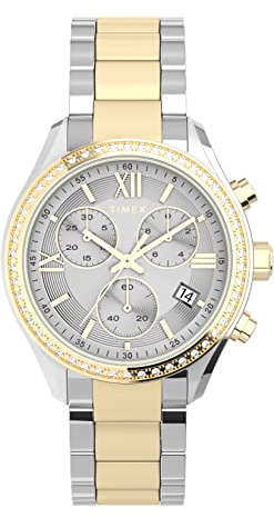 Timex Women's Standard Chronograph 38mm Watch, Two Tone, Classic