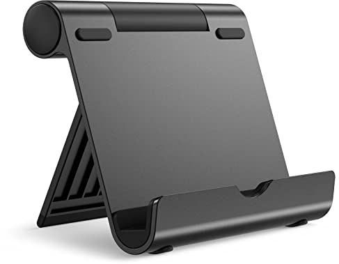 JETech Tablet Ständer, Verstellbare Tragbar Tablet Halter, Faltbarer Tisch Halterung, Dock für iPad/iPad Pro/Air/Mini, Galaxy Tab A8/A7 Lite/A7/S8/S7, Tab/Phones(4-11), Schwarz