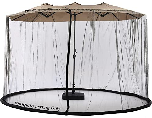 Moskitonetz, Schirm-Sonnenschirm-Moskitonetz-Abdeckung, Insektennetz-Abdeckung, Gartenschirm, Sonnenschirm, Terrasse für Terrassenschirm, 4,6 m, doppelseitiges Terrassenschirm-Überdachungsnetz