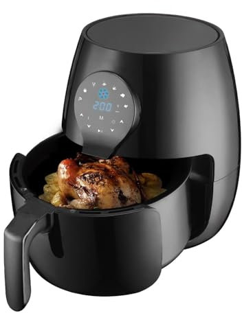 Avilia FastFry Friggitrice ad Aria Digitale 8L, 1500W, Pannello di Controllo Digitale, Timer e Temperatura Regolabili, Cestello e Griglia Lavabili in Lavastoviglie, 8 Funzioni e Ricettario Incluso