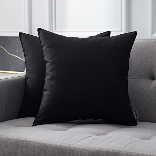 MIULEE 12er Set Kissenbezug 40×40cm Wasserdicht Schwarz | Outdoor Robustes Polyester Weich Pflegeleicht Langlebig Verfärbt Nicht Für Garten Balkon Terrasse und Wohnzimmer
