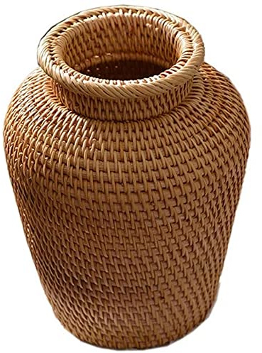 Wanjorlay Wicker Basket Rattan Hanging Flowerpot Flowerpot Flower Basket Storage Basket Wicker Vase Rustic Woven Flower Basket Pot