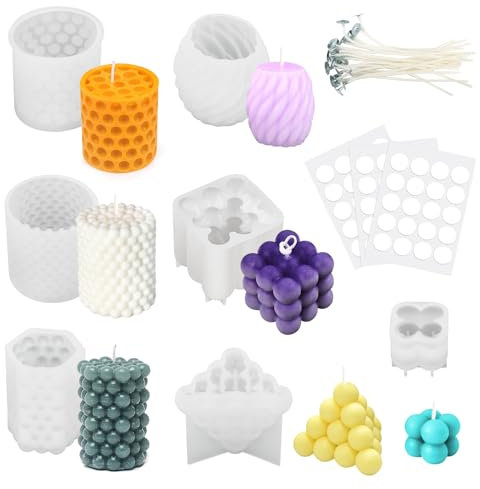 Kerzenformen aus Silikon, 7 Stück, Kugel, Silikonform für Kerzen, Seifenblasen, Form in Würfelform, Silikonharzform, für die Herstellung von Kerzen, Seifen, Feiern