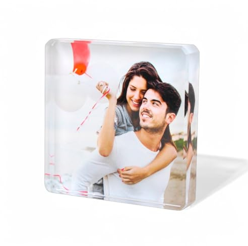 Regalisimos Bloque de Cristal Macizo Personalizado con Foto Regalo Cumpleaños Aniversario Regalos Originales