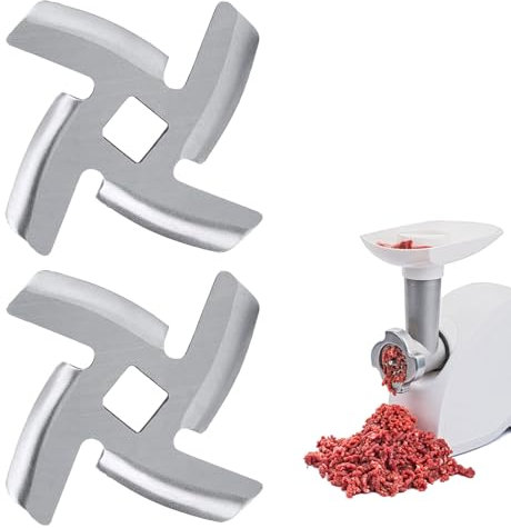 GVSS Lot de 2 lames de hachoir à viande en acier inoxydable de 47 mm, pièces de rechange électriques et manuelles, compatibles avec le hachoir à viande avec ouverture de 8,3 mm